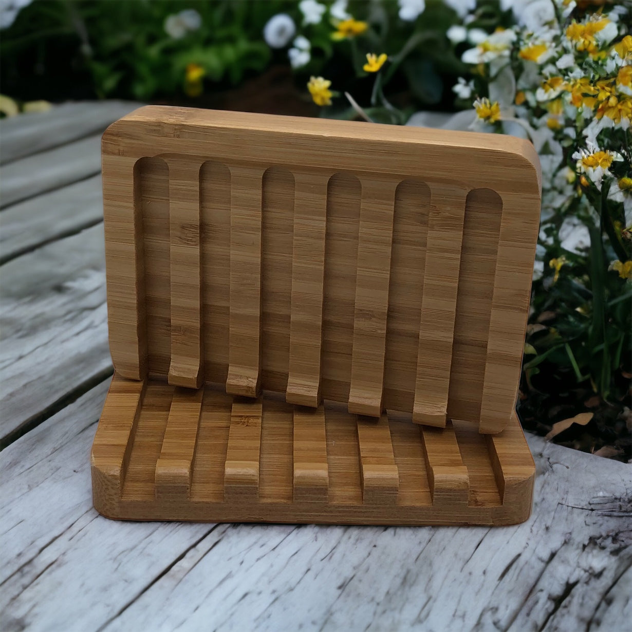 Self Draining Natural Bamboo Soap Holder